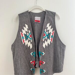 Gray Vest with Geometric Patterns